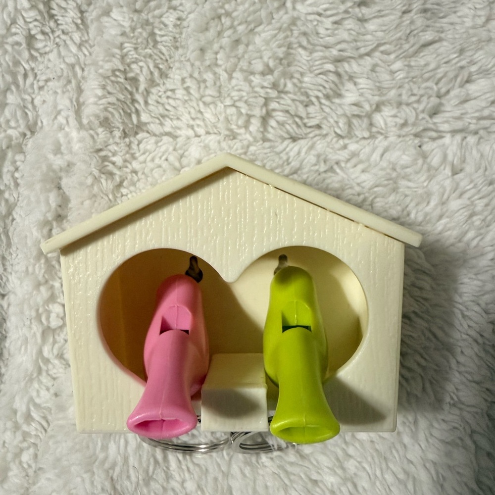 Bird Shaped Whistle Set with Holder key chains